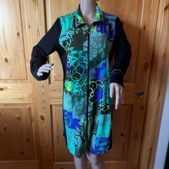 Dolcezza Dresses & Skirts - Art Simply by Dolcezza Zip Front Art to Wear Dress Size L Abstract Print